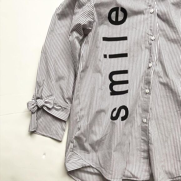 Zara oversized stripe button up shirt  EUC 10Y - Picture 4 of 6